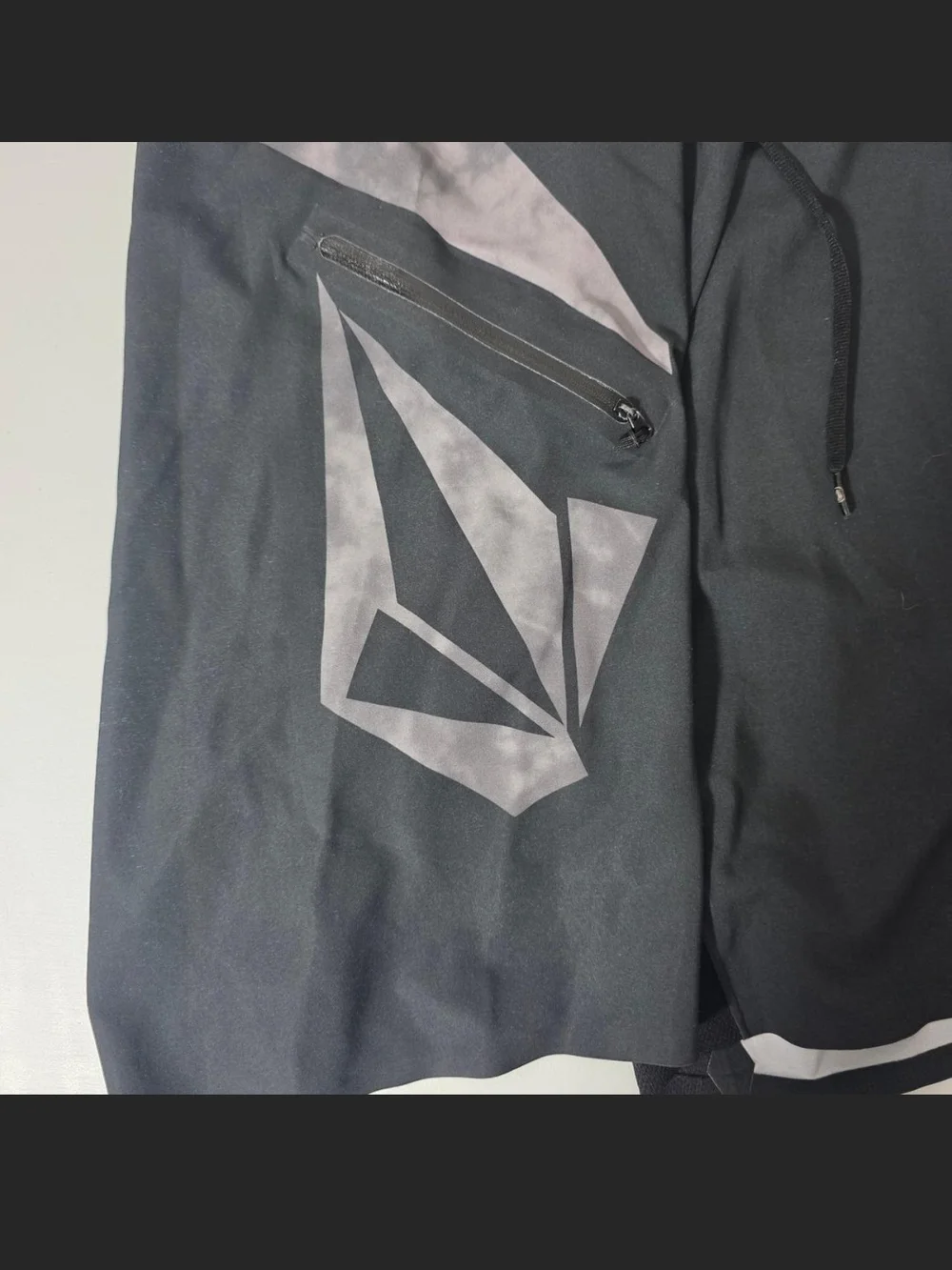 Volcom Black Swim Trunks with Gray Panel Accents